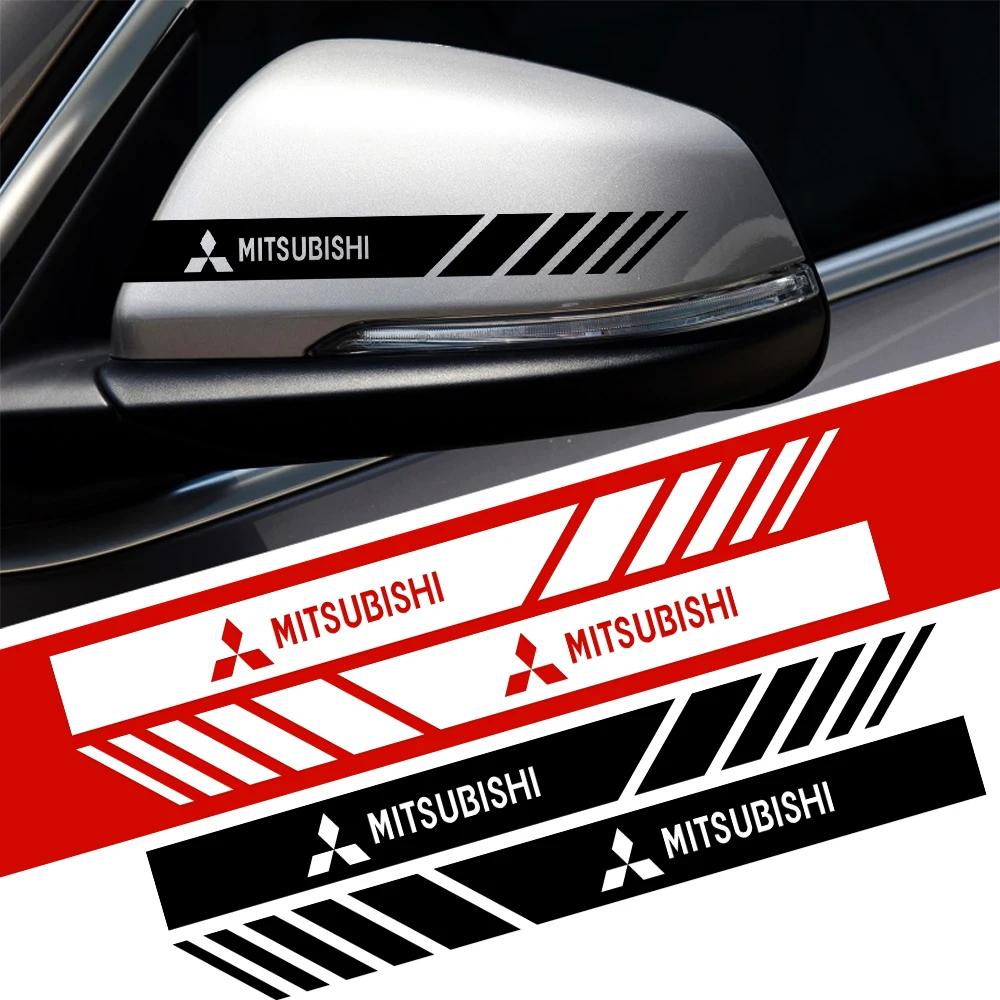 2 pçs espelho retrovisor do carro decalque lateral listra veículo corpo guarnição adesivo para mitsubishi l200 pajero outlander triton lancer x asx