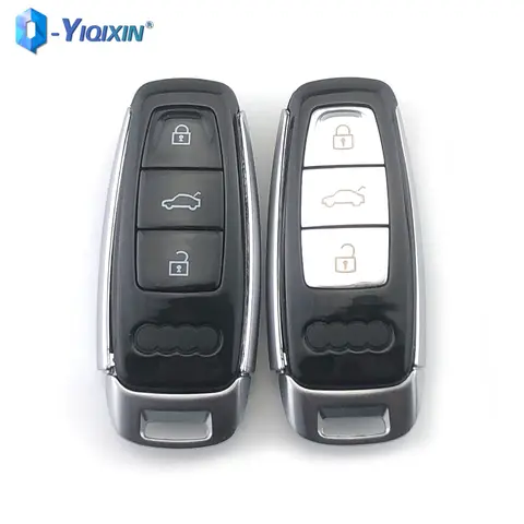 YIQIXIN 스마트 키 쉘 교체 Audi A6 C8 A7 A8 Q8 2017 2018 2019 2020 열쇠가없는 항목 자동차 로고 3 버튼 Fob 커버 케이스