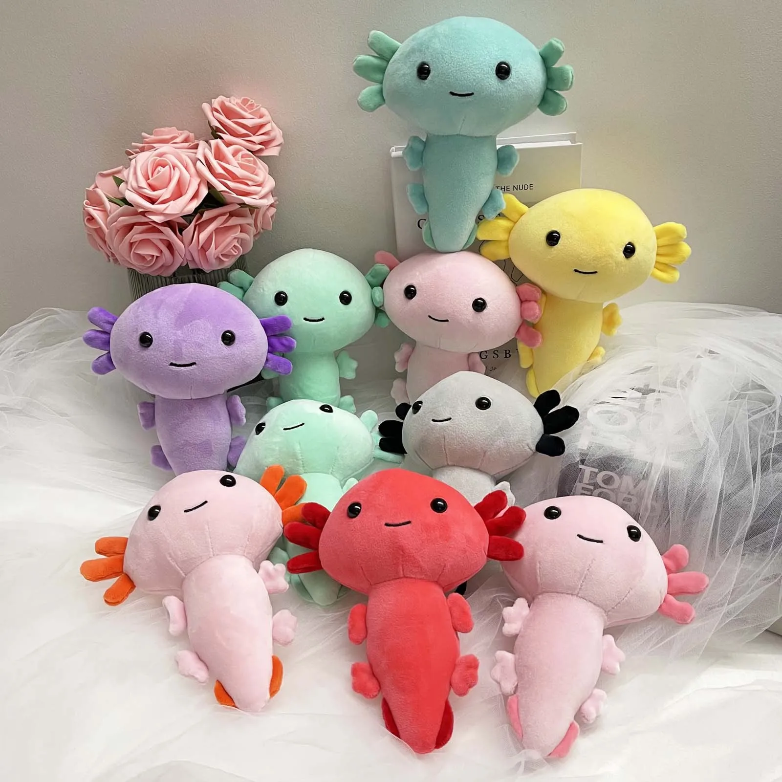 20cm Cute Salamander Plush Toys Small Size Stuffed Axolotl Soft Animals Doll Kids Girlss Birthday Gifts Room Bookshelf Decor