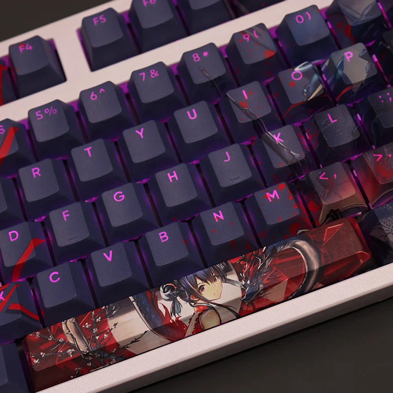 Imagem -03 - Chen Chen 108 Keycap Jogo Arknights Pbt Dye Sublimação Transmissor de Luz Chave Cereja Cross Key Cover Teclado Mecânico