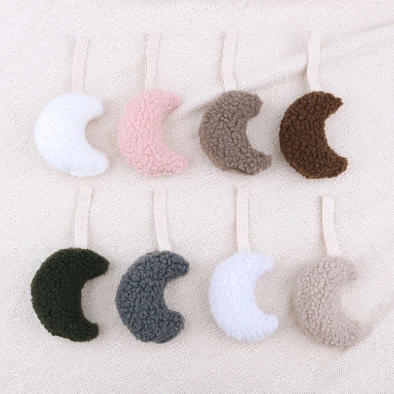 Cartoon 3D Moon Shape Pacifier Clip Chain Pendant Fluffy Cotton Stuffed Star Dummy Nipple Holder Clips Toy Pacifier Chain Decor