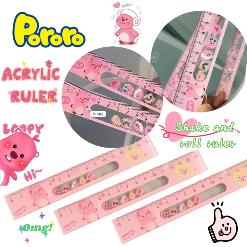

Pororo Loopy cartoon shaking ruler ins high-appearance-value creative drawing acrylic ruler student-specific study supplies