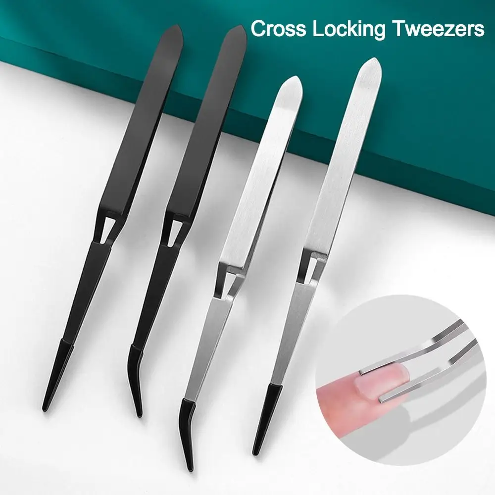 

Accessories Stainless Steel Craft Tweezers Tools Silicone Cross Locking Tweezers Universal Soldering Tweezers