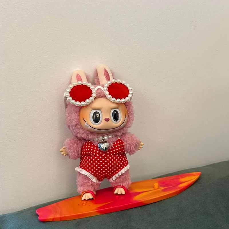 

Labubu v1 v2 v3 Summer Swimwear Set Vinyl Outfit for 17cm Doll Figure Cute Kawaii Resort Style Standing Pose Clothes