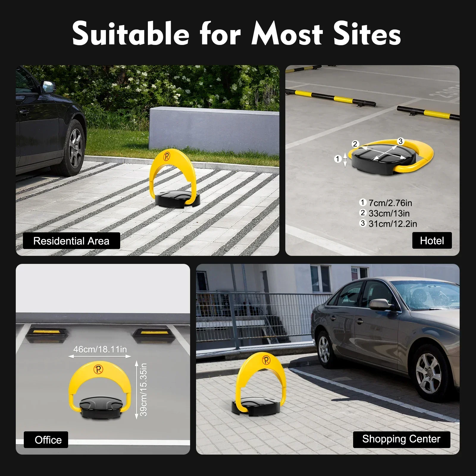 Blocco automatico dello spazio di parcheggio Barriera di parcheggio telecomandata Blocco spaziale con chiusura di parcheggio per auto privata impermeabile, con striscia riflettente