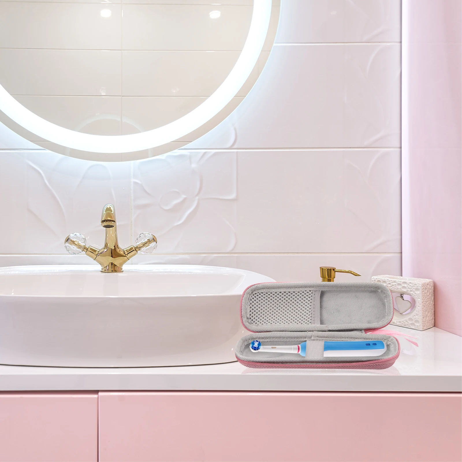 

Electric Case Pink Travel Holder Portable Box Nylon Traveling Toothbrush Case Toothbrush Storage Box Travel Size Toiletries