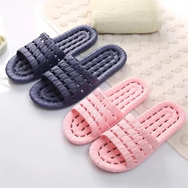 WaterLeaky Bathroom Slippers Quick-drying Shower Hollow Out Indoor Summer Soft PVC Shoes Anti-Slip Flip Flops for Men Women