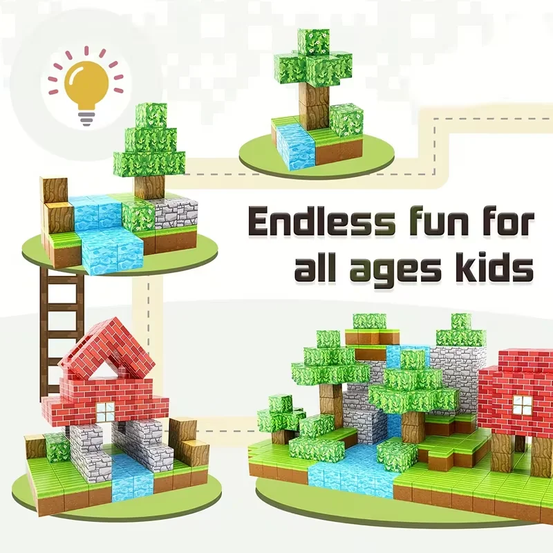 20-500 Piezas de Cubos Magnéticos Aleatorios, Bloques de Construcción STEM para Niños, Juguete Creativo de Apilamiento, Regalo para Niños y Niñas de 3+ Años