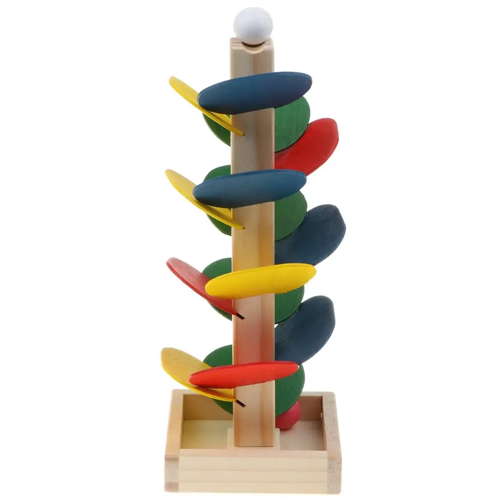 Kids Wooden Marble Ball Rolling Bead Track DIY Tree Tower Assembly Puzzle Toy for Basic Life Skills