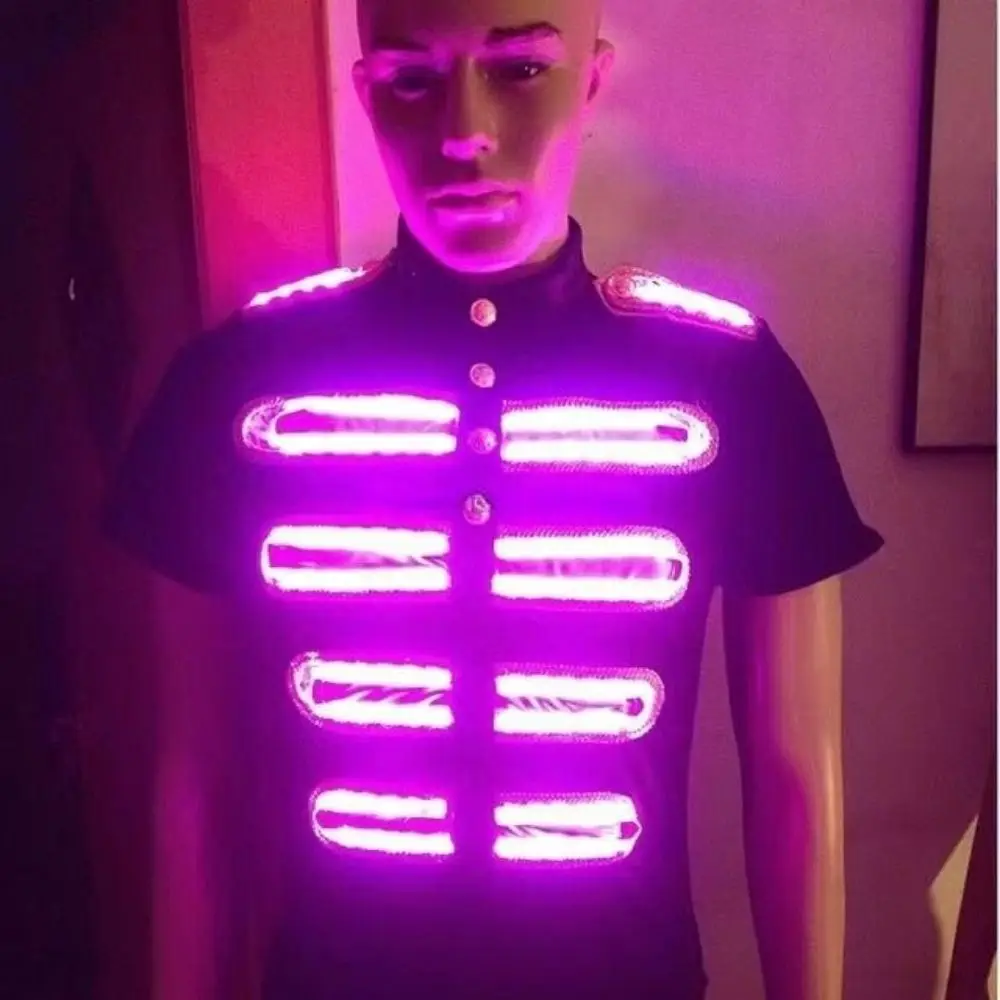 

LED Luminous Glowing Suits LED Stage Clothes RGB Remote Control Colorful For Dance Performace LED T-shirt Event Supplies