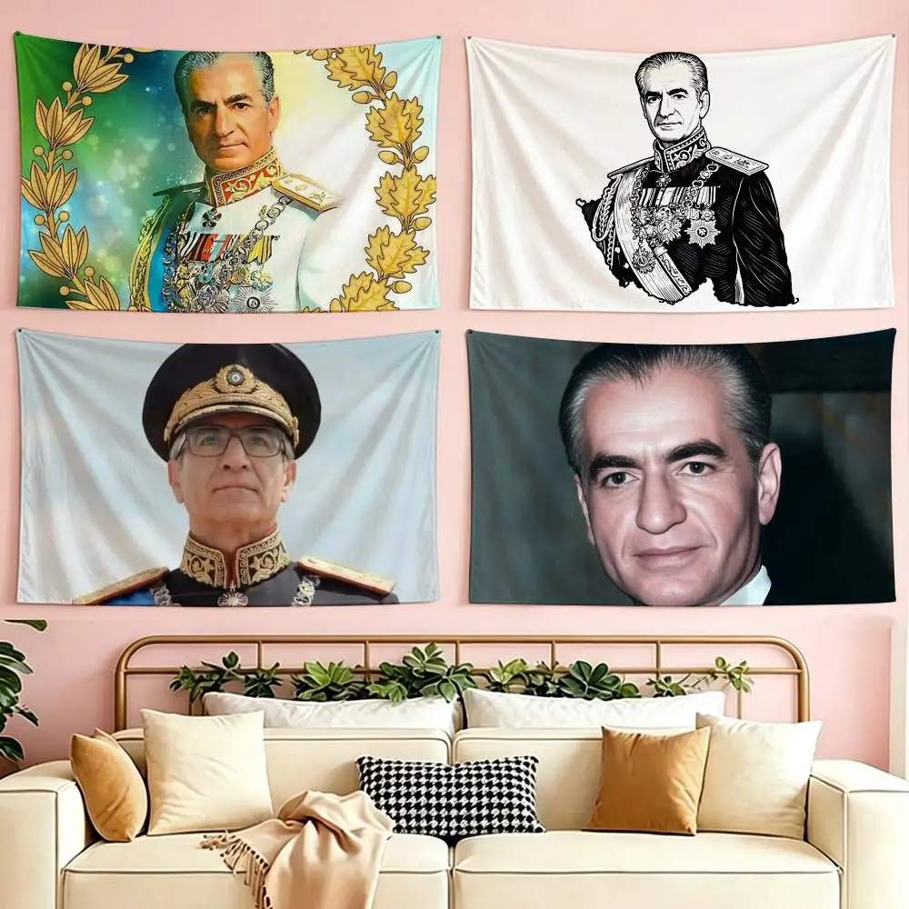 

King Mohammad Reza Shah Pahlavi Flags Wall Hanging Tapestry Outdoor Garage Room Decorative flag Background Blanket