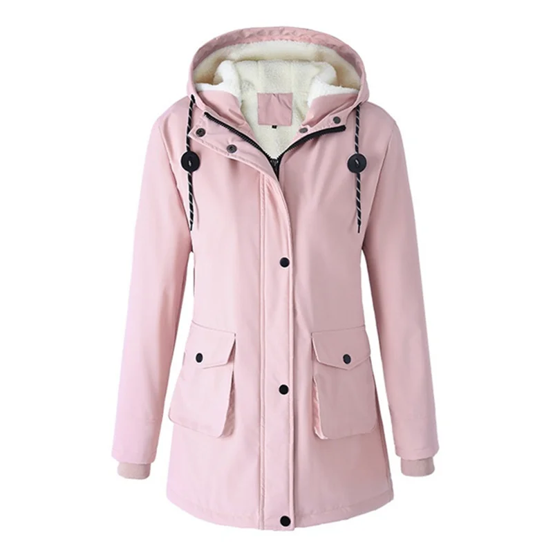 

2025 Outdoor Sports Winter Parkas Women's Berber Fleece-padded Jacket Hooded Coats Oversize Loose Windproof Rainproof Outerwear