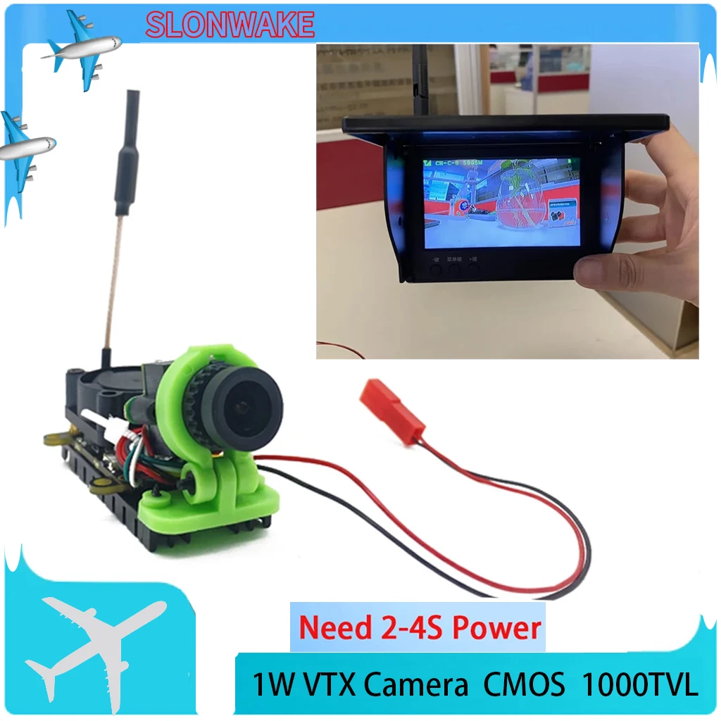 Regulowany nadajnik VTX o mocy 1000 mW Kamera CMOS 1000TVL z 4,3-calowym monitorem FPV do quadkoptera RC 1-5 km na niebie