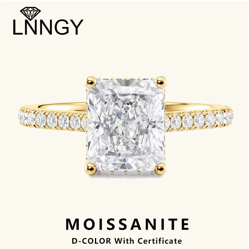 Lnngy 7x9mm Radiant Cut Moissanite Engagement Ring With Certificate for Women Bijoux Argent 925 Sterling Silver Dating Rings