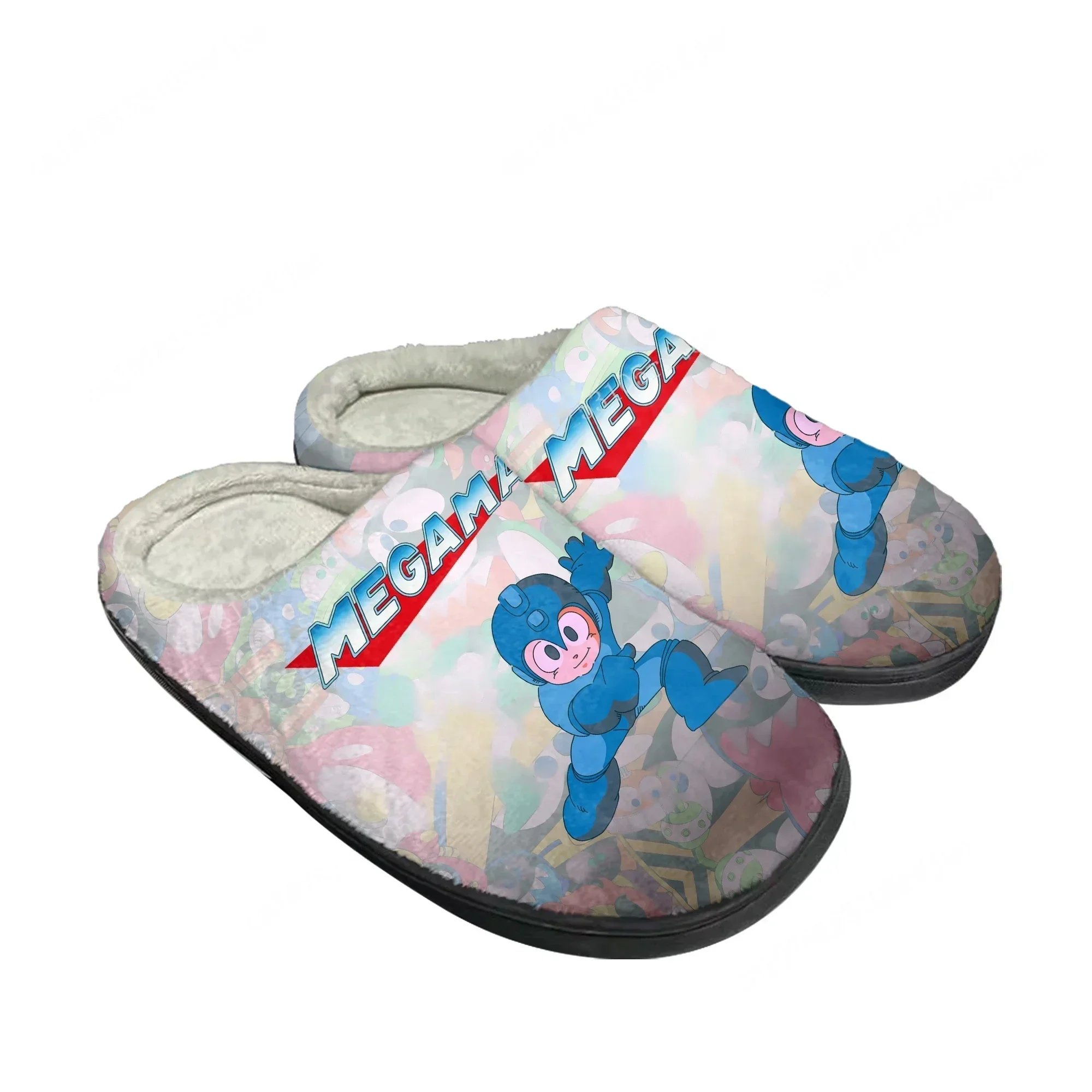 Pantuflas de Algodón Personalizadas de Mega Man, Pantuflas de Dibujos Animados para Hombre y Mujer, Pantuflas de Felpa para Dormitorio, Cálidas y Casuales, Hechas a Medida