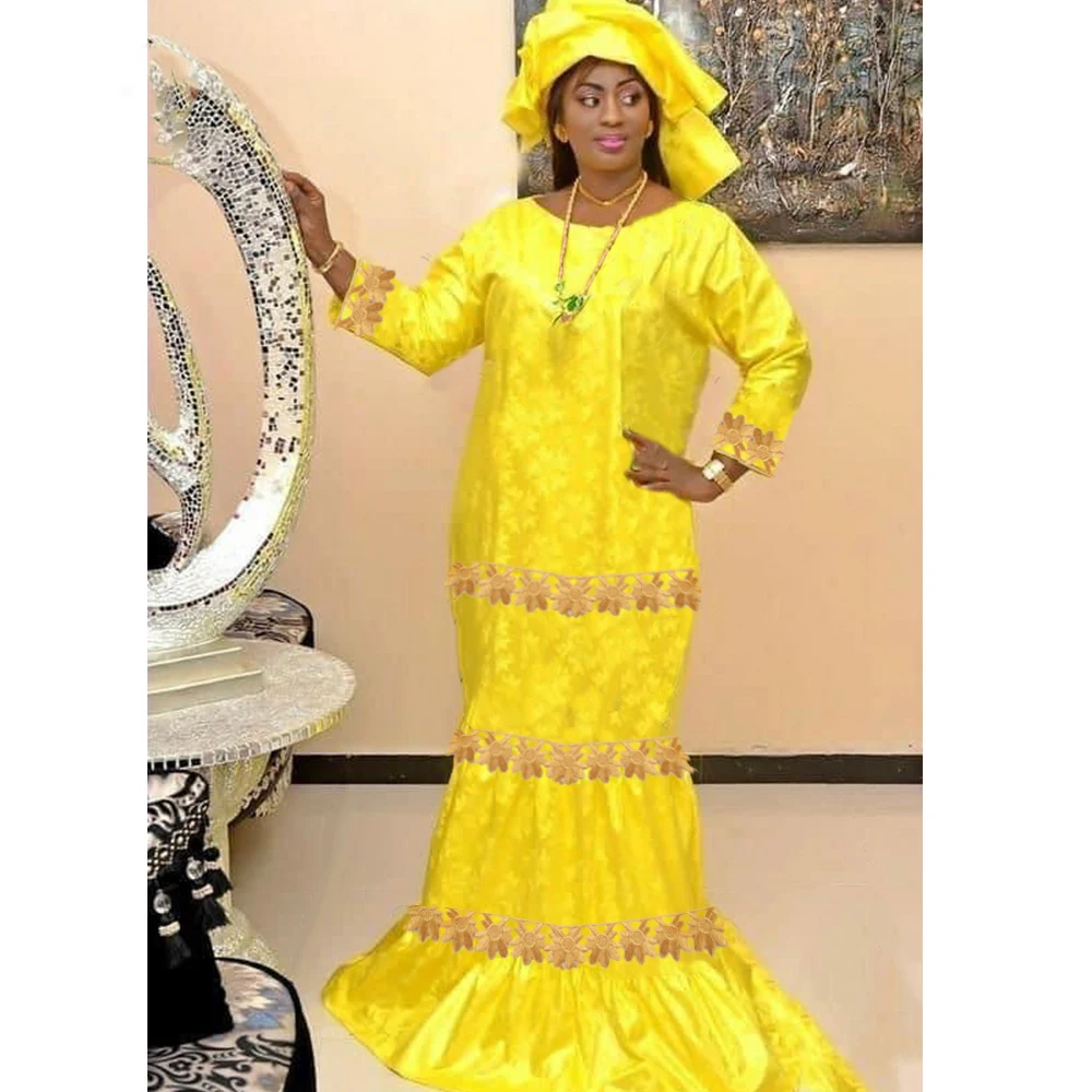 Hell lila afrikanische Bazin Kleid mit Steinen Stickerei Guipure Dsahiki nigerian ischen indischen Frauen Hochzeit traditionelle Becken Robe