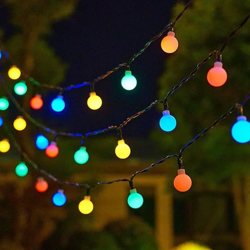 Small White Ball Solar String Lights For Garden Yard Porch Party Yard Fence Decor Christmas Holiday Lighting