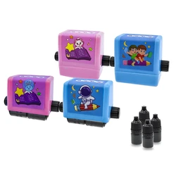 Paquete de 4 sellos de plástico para niños, suministros de enseñanza para práctica escolar en casa, herramientas de aprendizaje de matemáticas, 100