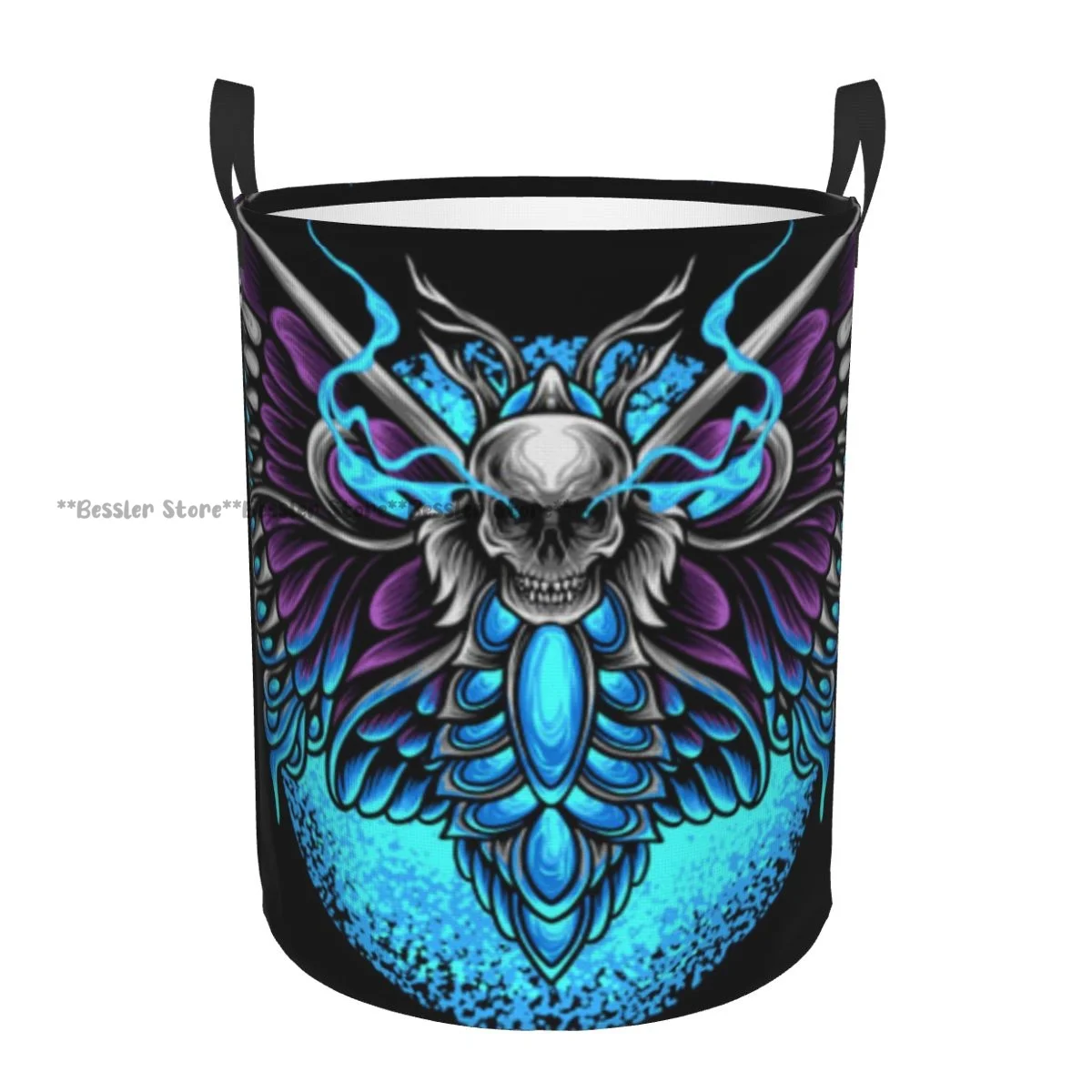 Laundry Basket Butterfly With Skull Head Dirty Clothes Storage Bucket Wardrobe Clothing Organizer Hamper