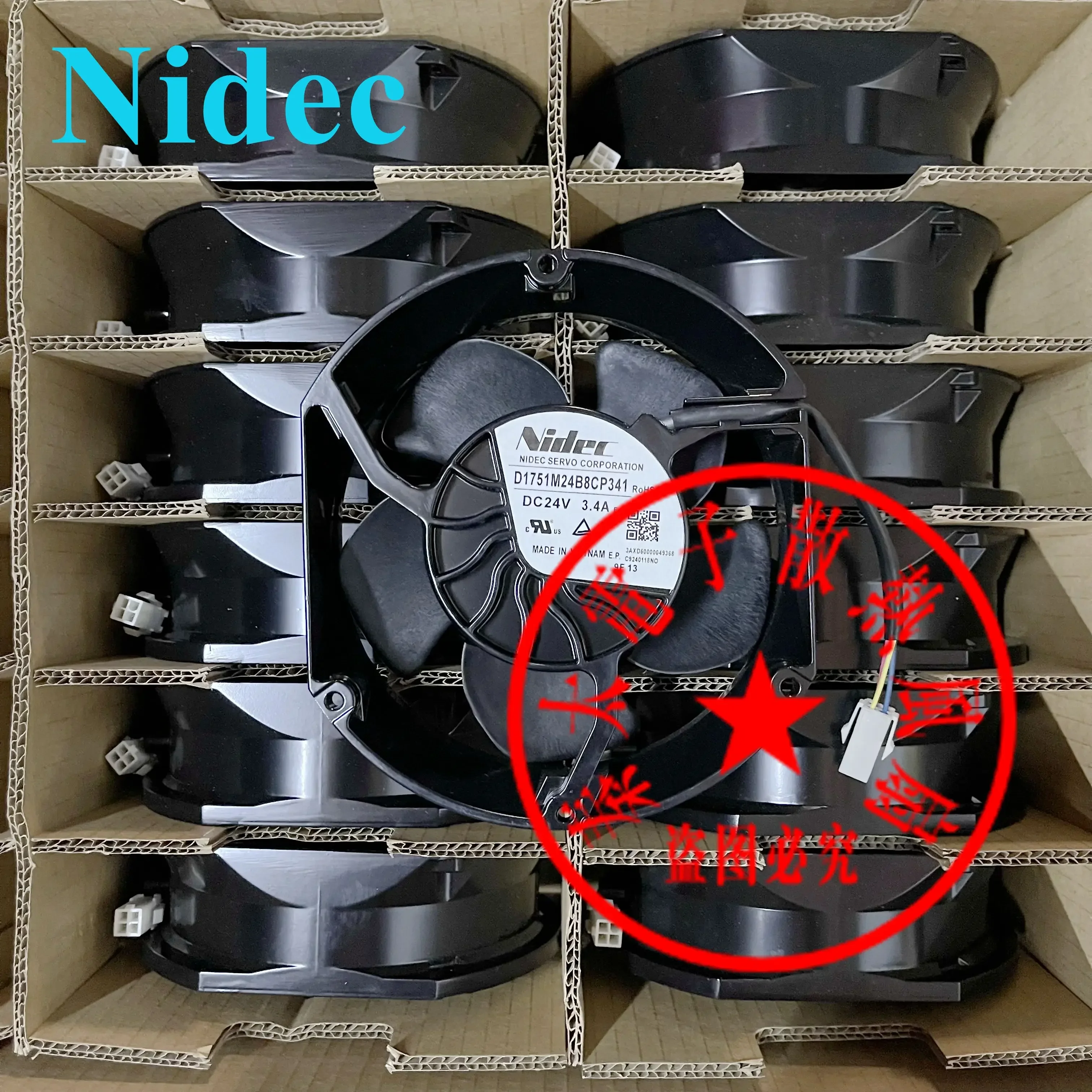 SERVO D1751M24B8CP341 DC 24V 3.4A 172x172x51mm 4-Wire Server Cooling Fan