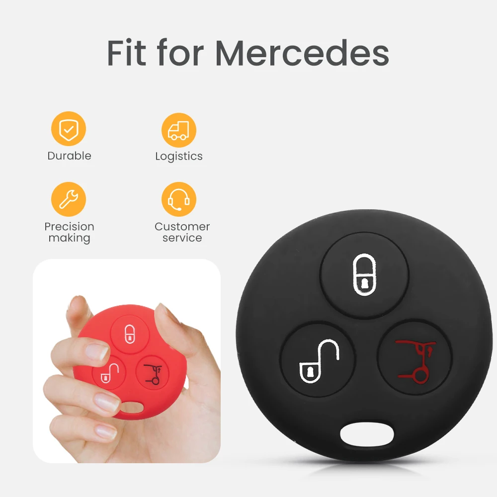 KEYYOU 3 Buttons For Mercedes Benz SMART Fortwo 450 Forfour Roadster Body Protection Premium Silicone Car Key Cover Skin Jacket