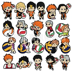 Hot 21Pcs/set Haikyuu!! Cartoon Kid Croc Shoes Accessories PVC Buckle Decoration Fit for Shoe for Kids Gifts