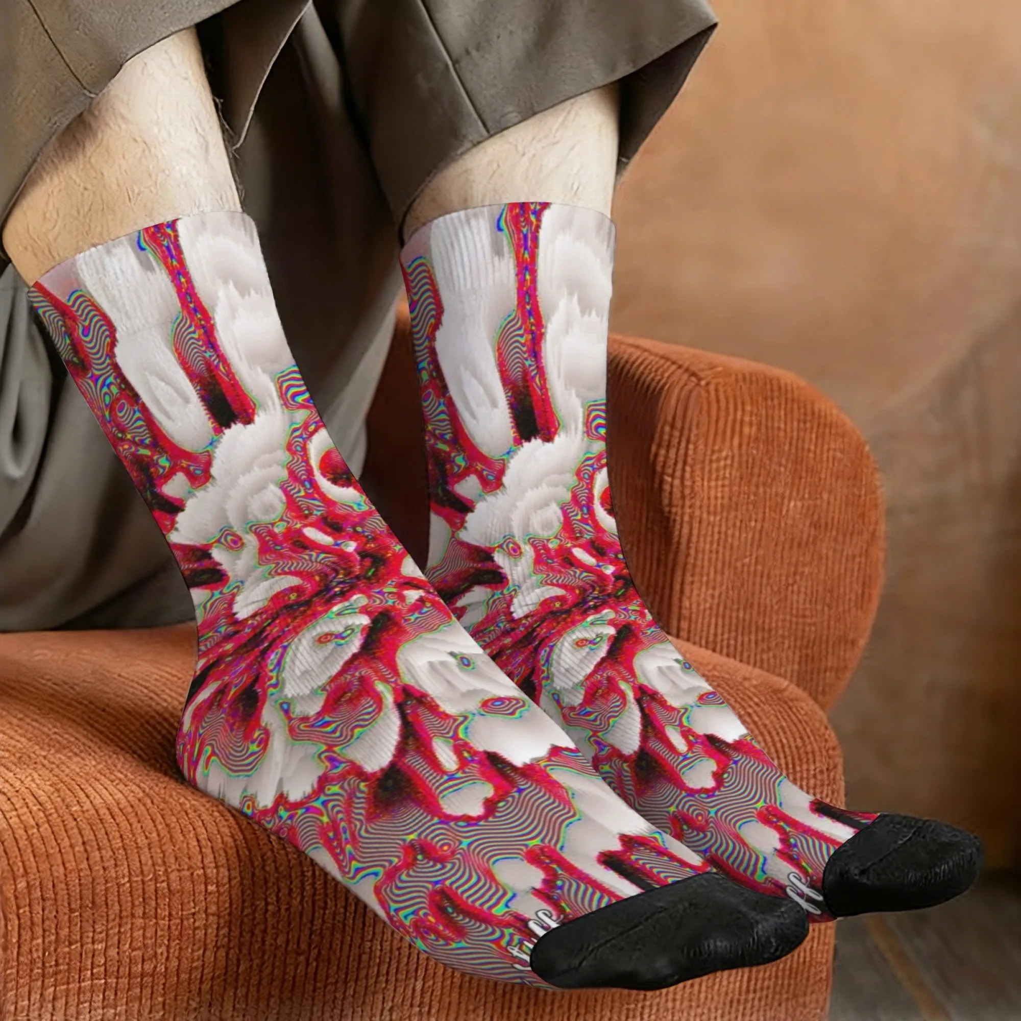 Twisted Fluid Art Socks Comfortable Stretchy Lightweight Men's Socks Sports Casual Hiking Crazy Rock Punk Edgy Streetwear Socks