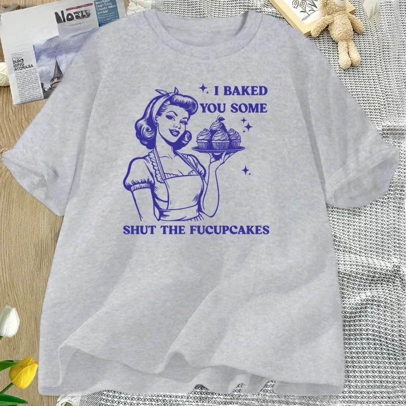 Ti cotto alcune chiude i Fucupcakes T-shirt Donna Divertente Cottura Bakers T Shirt Casalinga Mamma Madri Tshirt Csual Tees Y2K Top