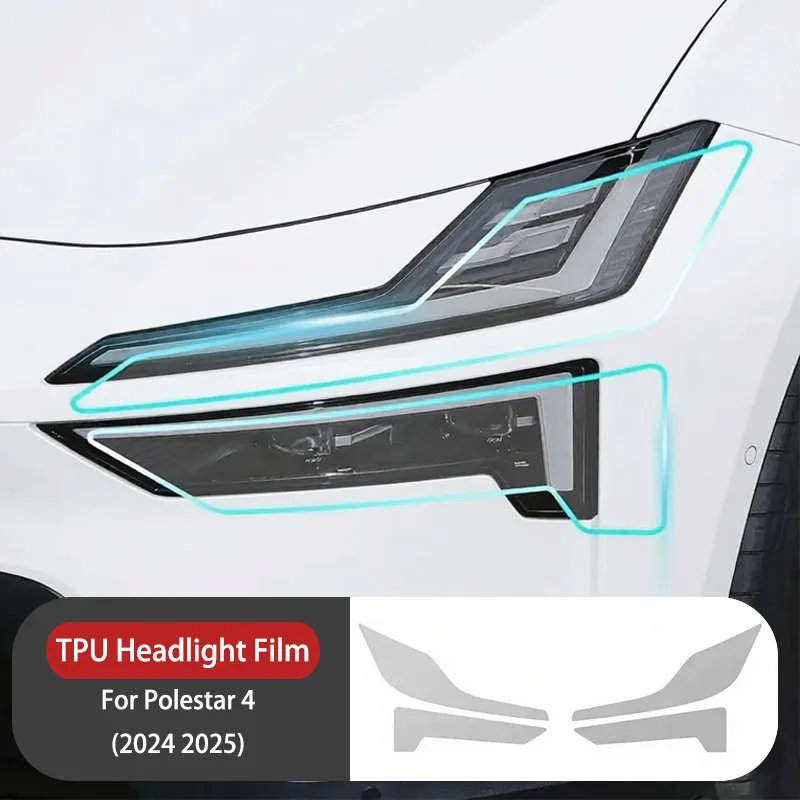 Car Headlight TPU Protective Film for Polestar 4 2024 2025 A B Pillar PPF Transparent Anti-Scratch Sticker Paint Protection Film
