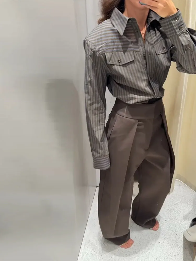 سترة قطنية عصرية مطبوعة بالزهور للنساء أنيقة بأكمام طويلة ورقبة على شكل V معاطف فضفاضة بأربطة ملابس خارجية للسيدات للخريف في الشارع