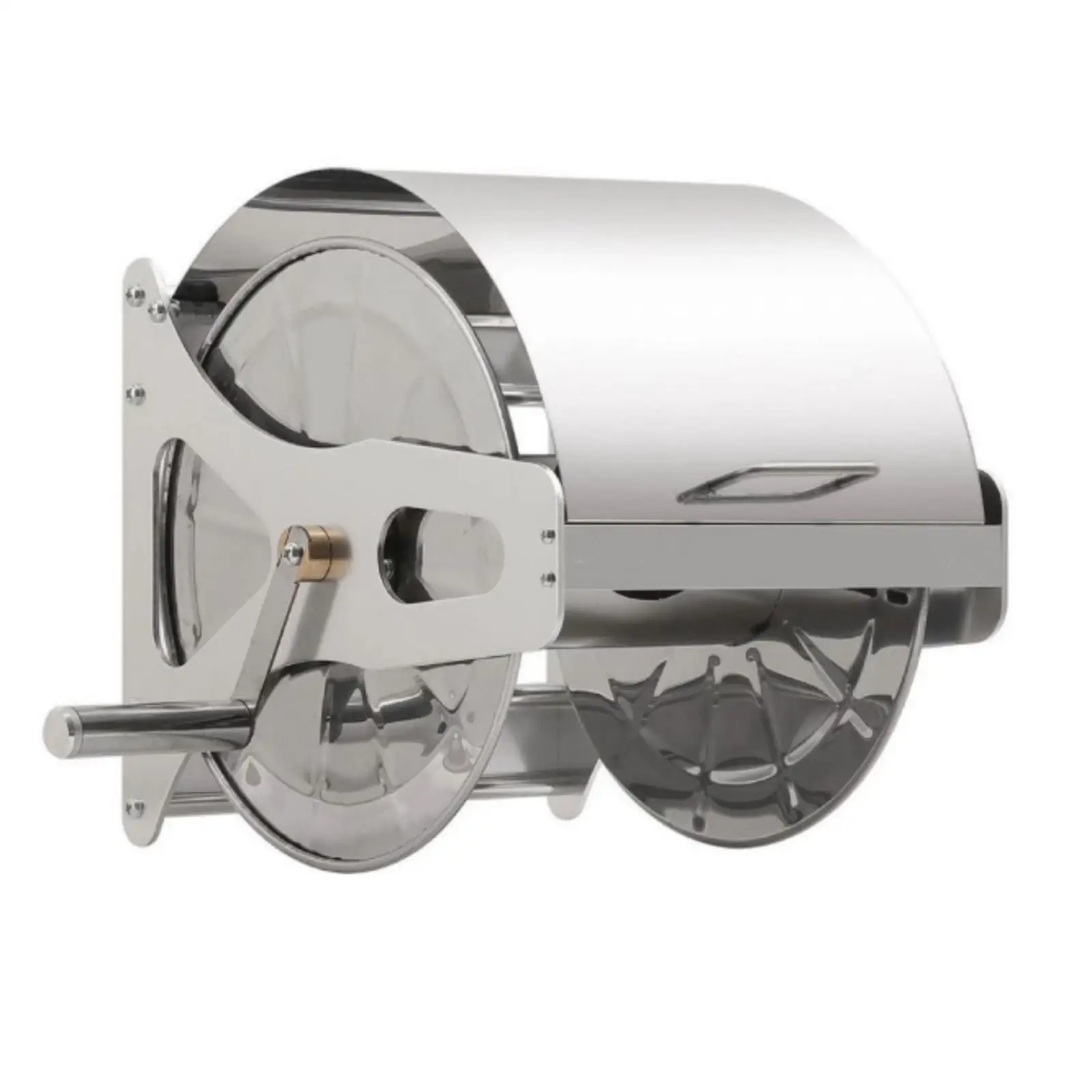 Wall-Mounted Hose Reel with Crank Stainless Steel Garden Hose Reel Sturdy Space-Saving