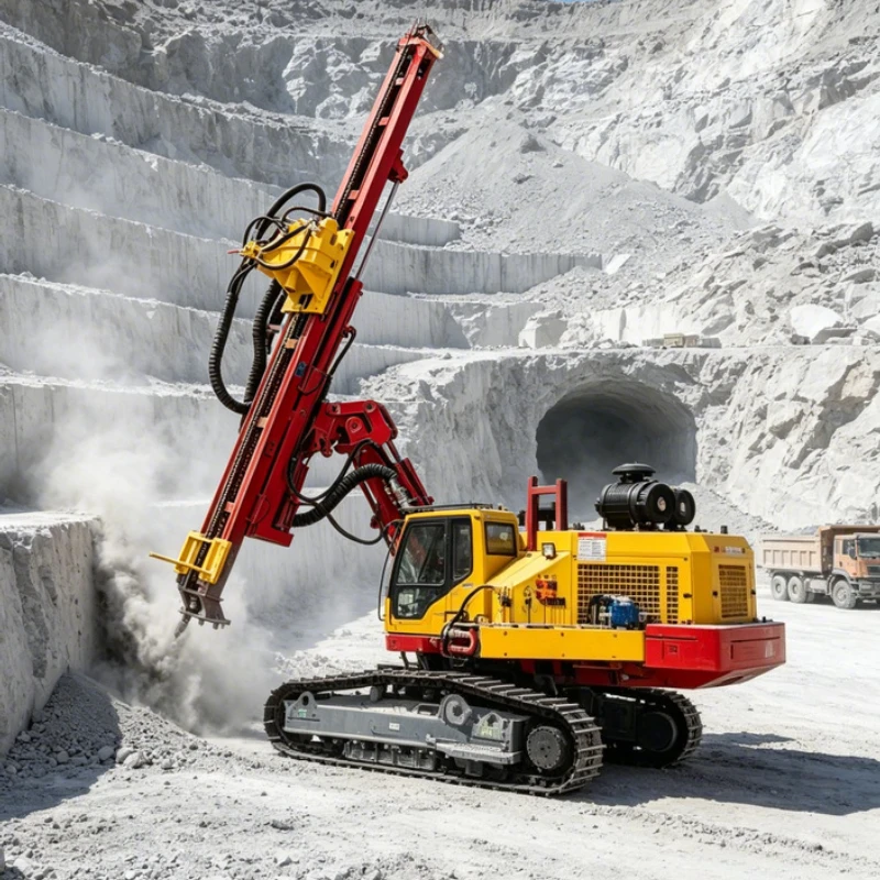 Crawler Chassis DTH Rock Drilling Machine For Quarry Mining Blasting Water Well And Foundation Drilling Works High Efficiency