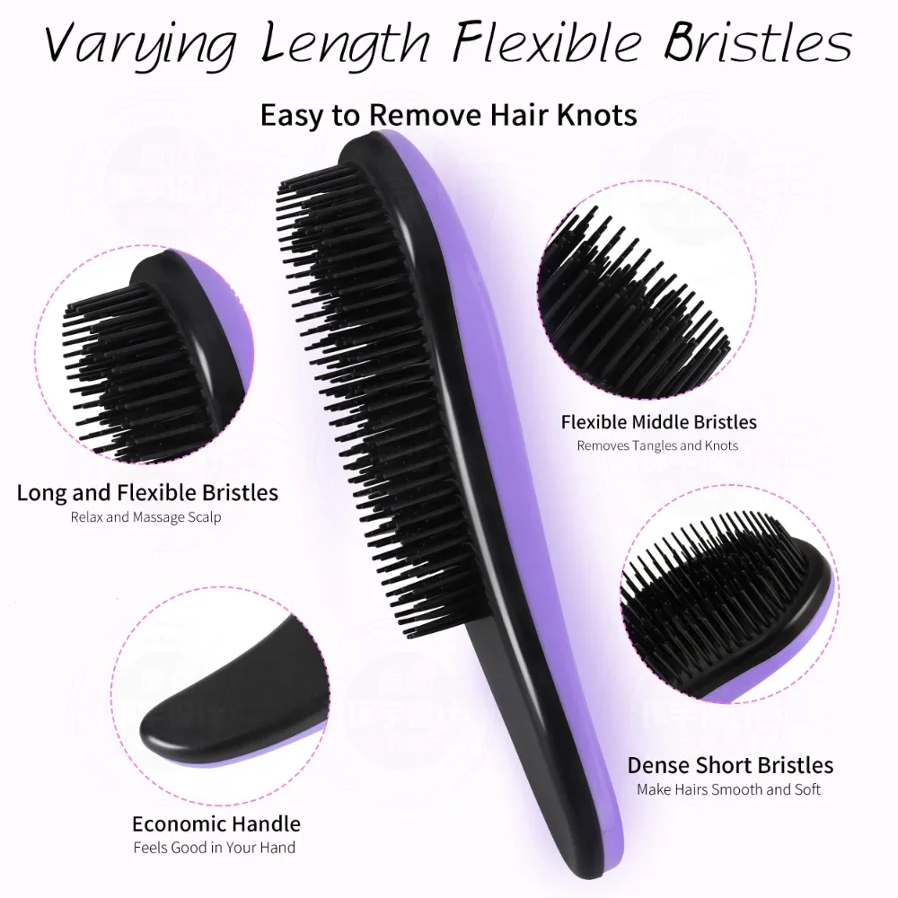 Magische Haarbürste Anti-Tangling Lockiges Haar Kamm Kopfhaut Massage Anti-statische Pflege Glatte Weiche Bürste Perücke Salon haar Styling Werkzeuge – Detail 3