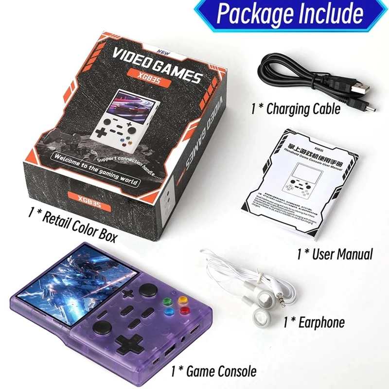 A69F-XGB35 Handheld Game Console 10000+Games 3.5 Inch Screen Linux Supports Dual Player Arcade Game Console For PS1 GBA