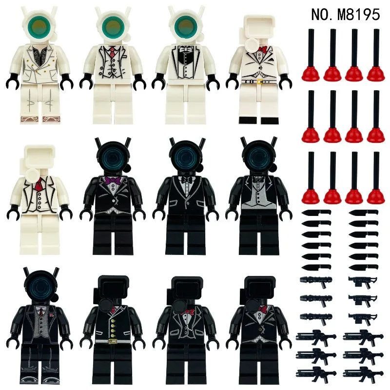M8195 Suit monitor man building block minifigure small particle patchwork boy toy bag birthday gift decor