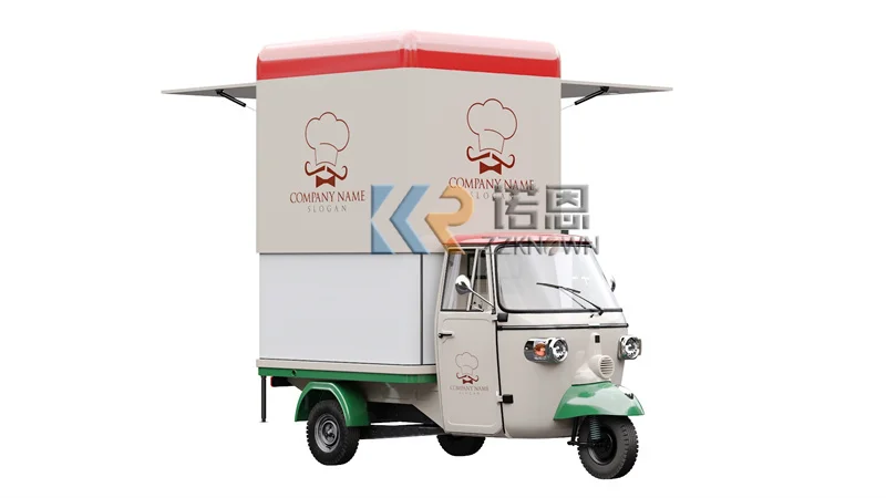 Mobile Kitchen Food Truck Custom Logo Mini Hot Dog Cart Popcorn Ice Cream Vending Van Electric Tricycle Piaggio Ape Tuk Tuk