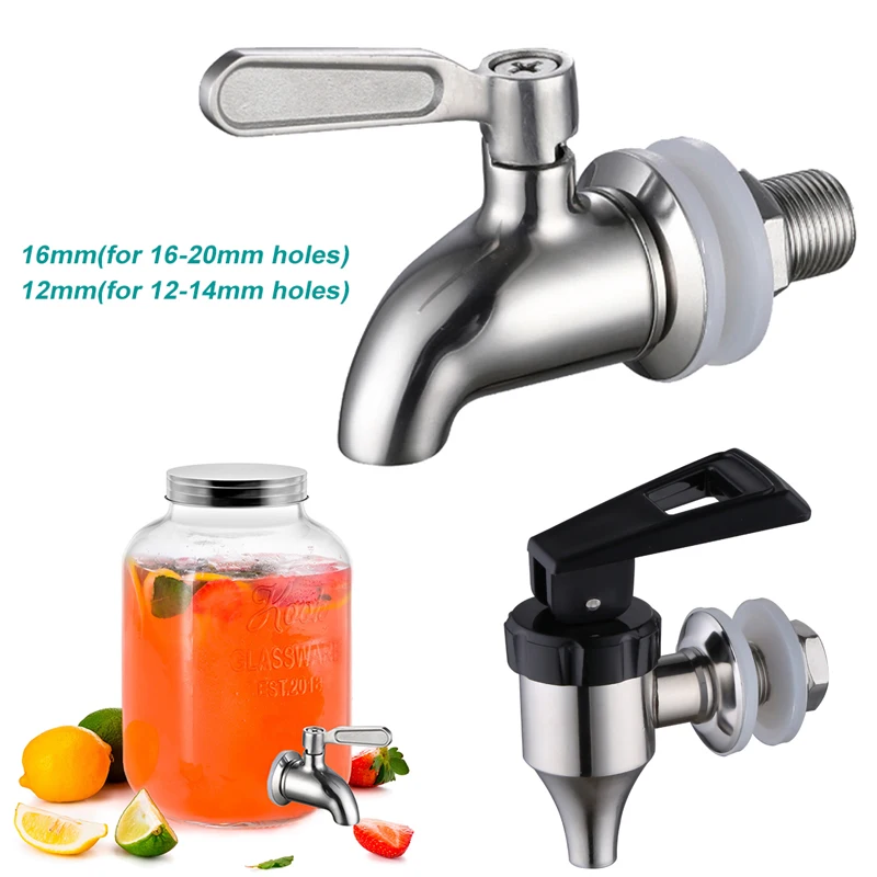 Stainless Steel Wine Barrel Faucet Tap For Beverage Juice Hot Water Bucket Ball Valve Wine Jar 16mm/12mm Home Bar Accessories