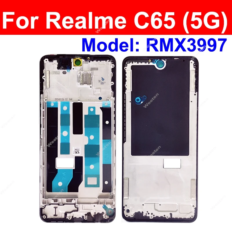 For Realme C51 C53 C55 C63 C65 C67 4G 5G Front LCD Frame Cover LCD Housing Holder Bezel Case Flex Repair Parts