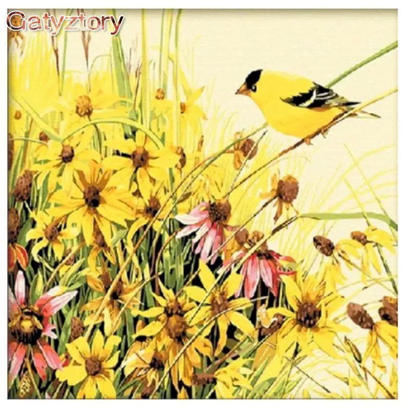 

GATYZTORY Yellow Flowers DIY Painting By Numbers Home Wall Art Picture Modern Canvas Painting Unique Gift For Room Decoration
