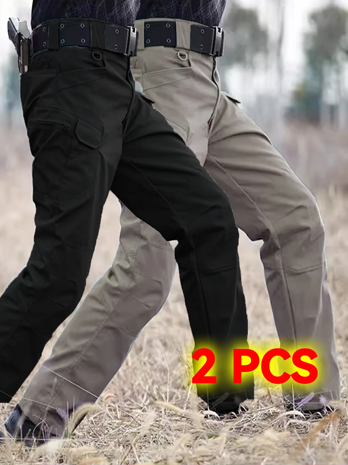 

2Pcs Men Tactical Pants Multiple Pockets Training Pants Camo Work Pants Outdoor Sports Trousers Pants