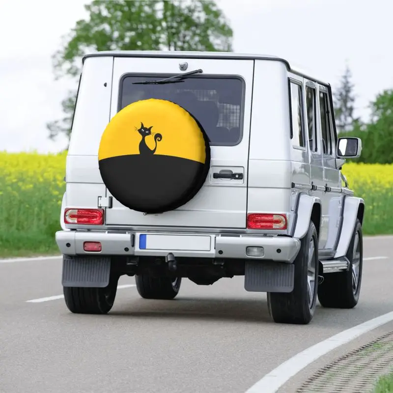 Black Cat Hill Spare Tire Cover for Jeep Grand Cherokee Cartoon Kitten 4WD 4x4 SUV Car Wheel Protectors 14\