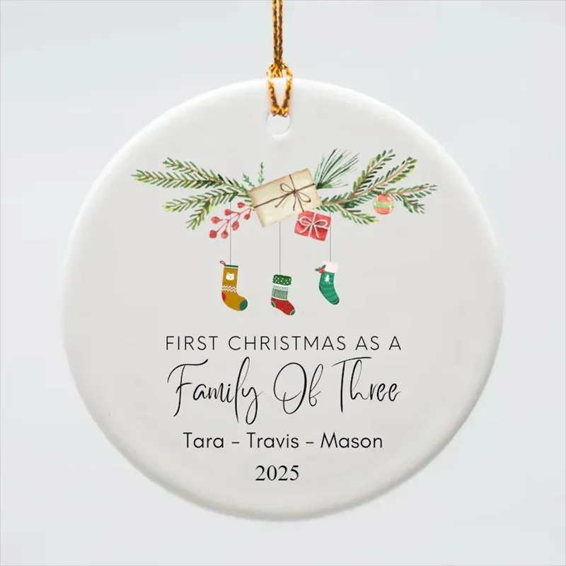 Personalized Family Ornament Custom New Family Ornament Family of Three Christmas Ornament Baby\'s First Christmas Ornament Gift