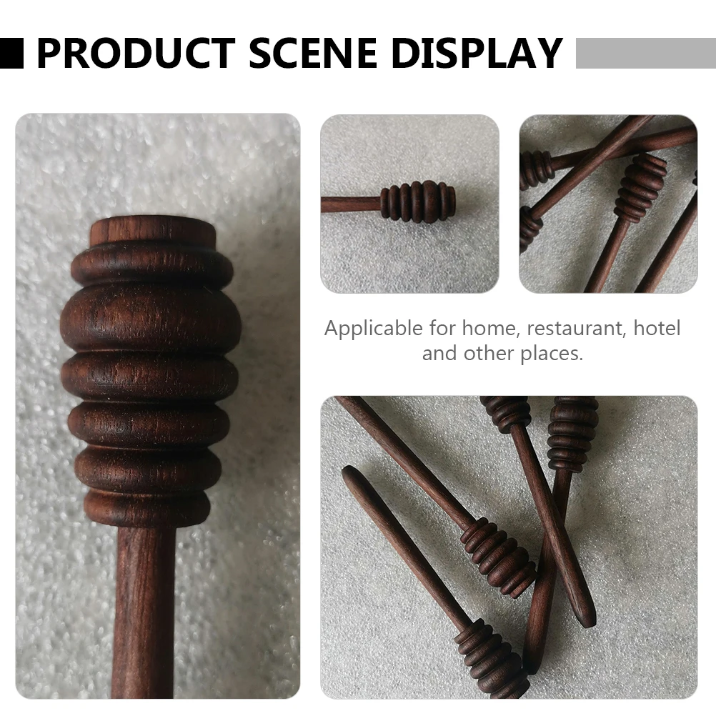 

Honey Stick Wooden Stirrer Eco-friendly Food-grade Kitchen Tool Honey Dippers Wand Mini Stirring Rod Grooved Design Easy Clean