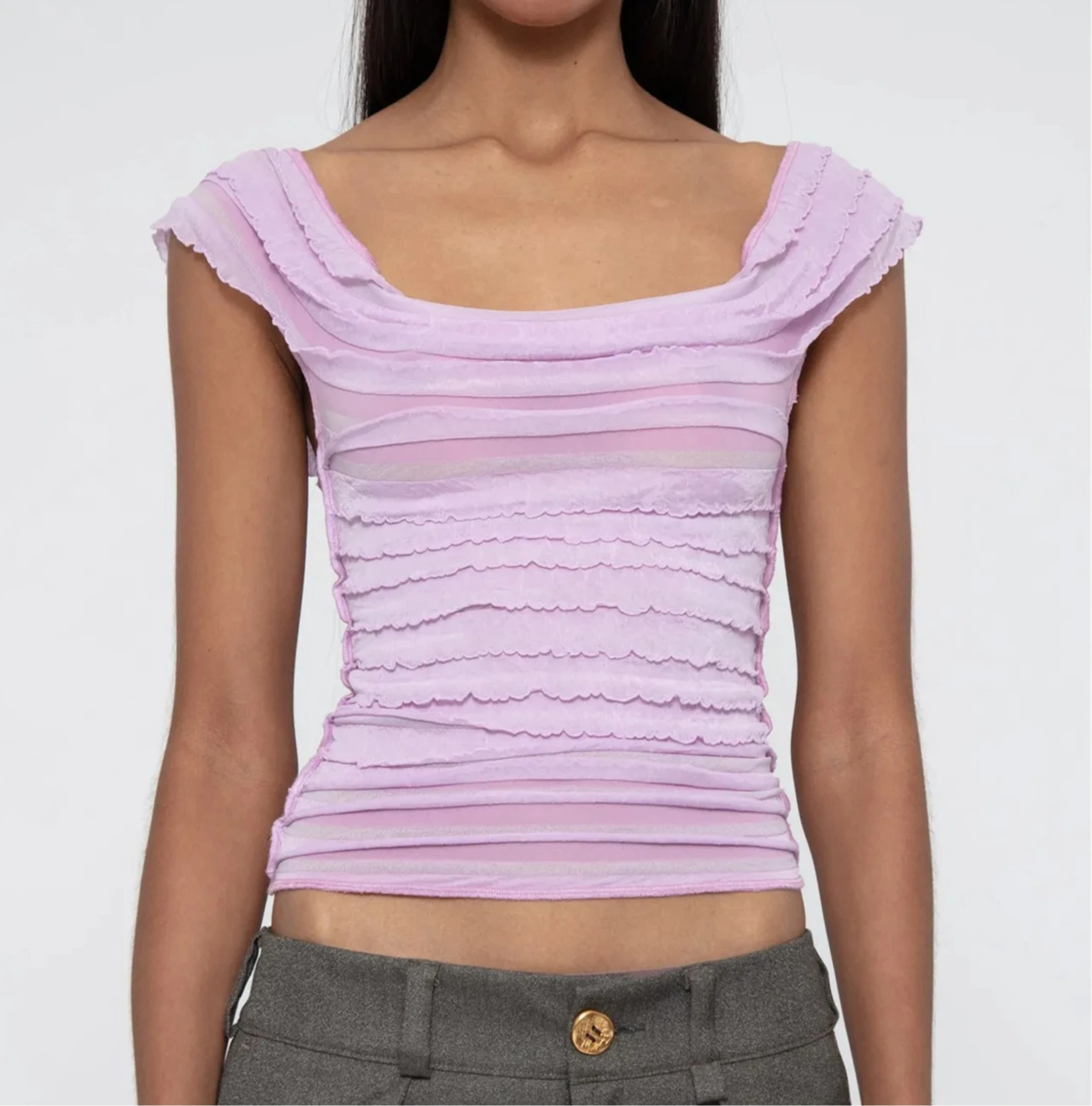 

Женские многоярусные многослойные укороченные топы с короткими рукавами, кружевные сетчатые прозрачные рубашки, облегающие футболки