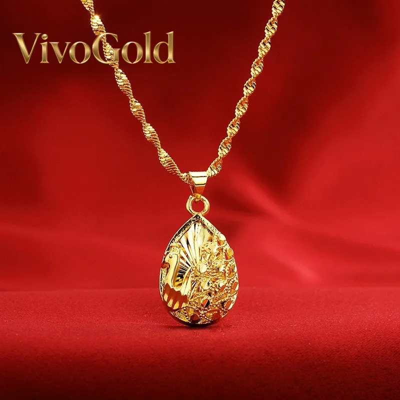 

VivoGold VivoGold High-quality AU999 Gold Necklace Women's Peacock Hollow Pendant 24k Real Gold Clavicle Chain Heart-shaped Jewe