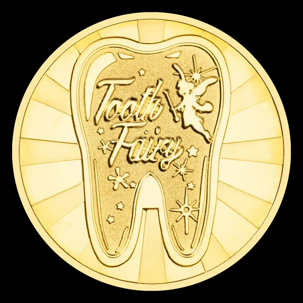 Tooth Fairy Souvenirs Coins Creative Gifts for Children Golden Plated Commemorative Coin