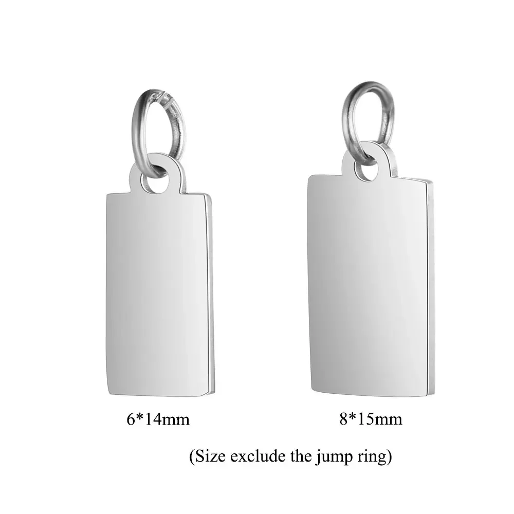 5pcs/lot 316 Stainless Steel Mirror Polished 14mm Oblong Tag Charm Pendant for Bracelet Necklace Jewelry Making Tag