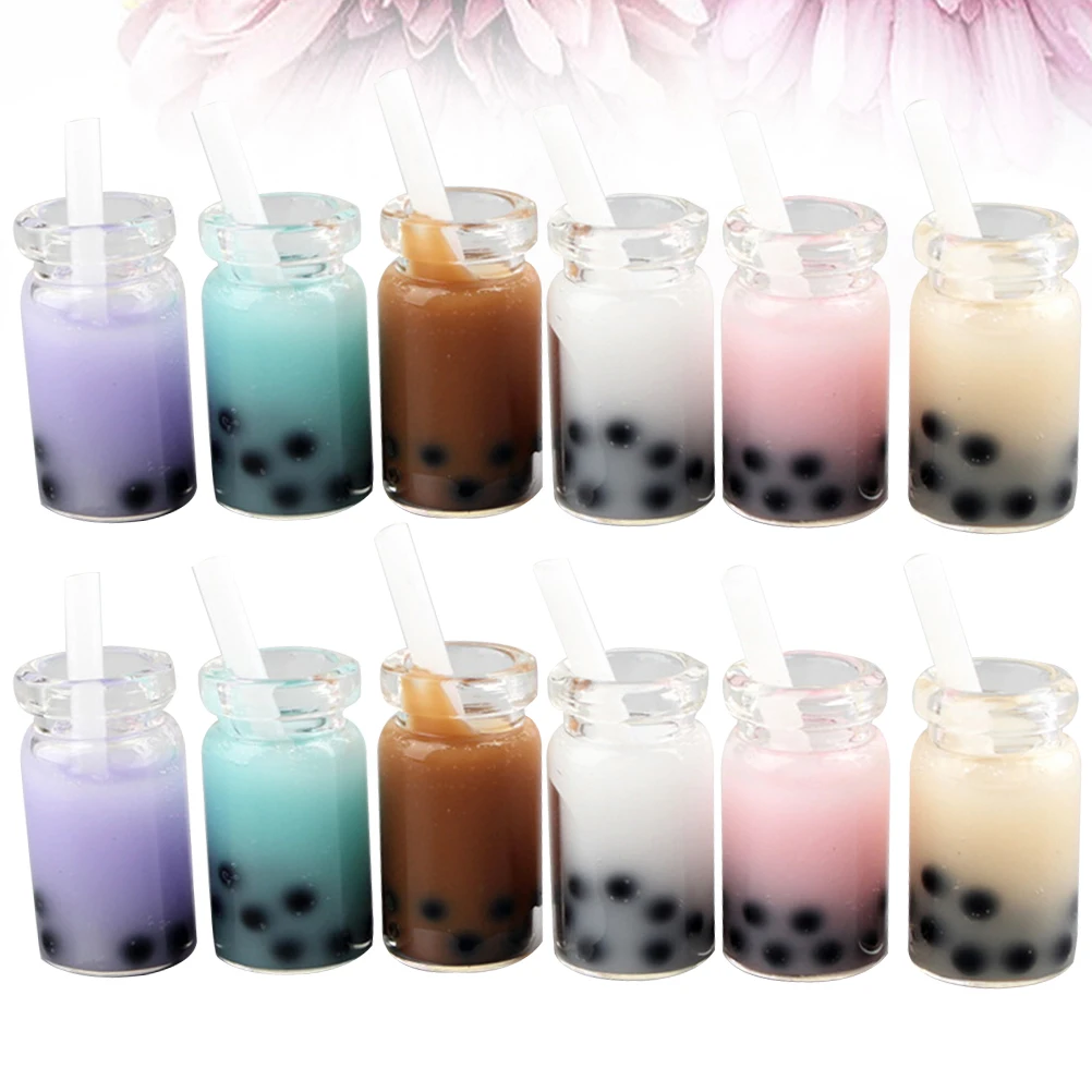 

20 Pcs Creative Earrings Pendant Imitated Milk Tea Charm Background Decor Funny Charms Simulated Photo Props