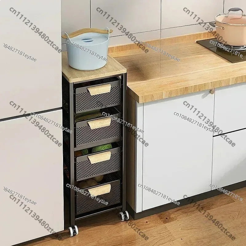 Household Movable Narrow Kitchen Organizer Cart with Wheels Multi-layer Drawer Trolley