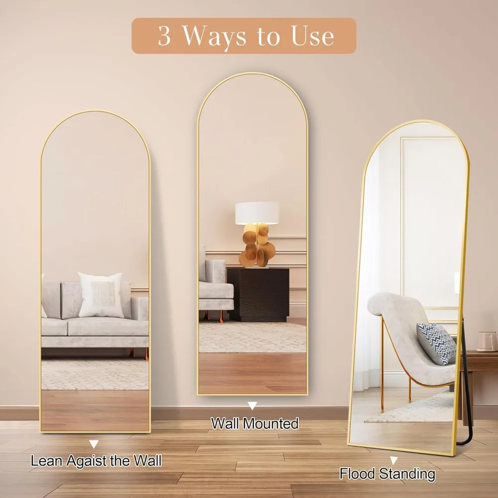 Mirror Full Length 57" x 20", Free Standing Mirror Leaning or Wall Mounted, Thin Aluminum Alloy Frame, Full Body Mirror